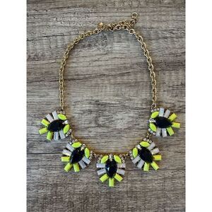 J. Crew Opalalite, Black & Spring Yellow Brass Bib Statement Necklace